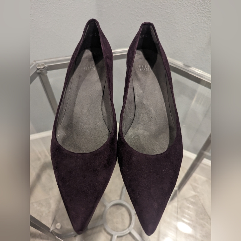 Stuart Weitzman Poco kitten heel pump purple suede size 9M